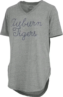 Three Square Women's Auburn University Knobi Stardust Chain Puff V-neck T-shirt