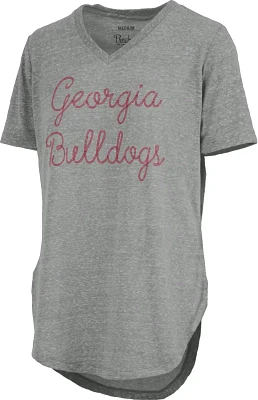 Three Square Women's University of Georgia Knobi Stardust Chain Puff V-neck T-shirt