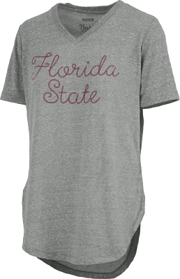 Three Square Women's Florida State University Knobi Stardust Chain Puff V-neck T-shirt