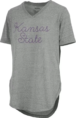 Three Square Women's Kansas State University Knobi Stardust Chain Puff V-neck T-shirt