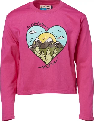 Magellan Outdoors Girls' Explore More Graphic Long Sleeve Crop T-shirt