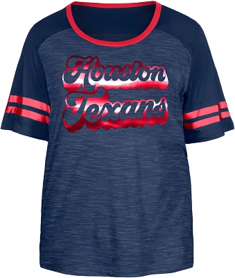 New Era Women's Plus Houston Texans Drop Hem Crewneck T-shirt                                                                   