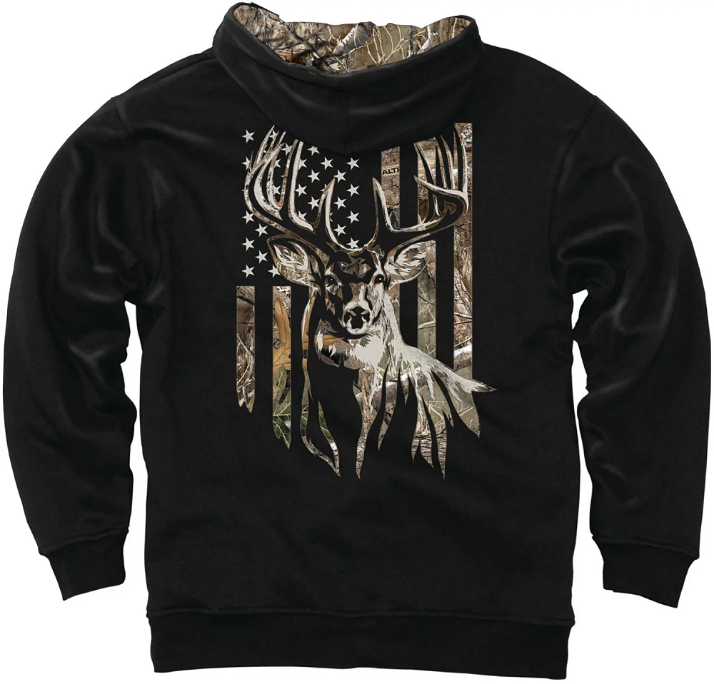 Buck Wear Men's Camo Stag and Stripes Hoodie