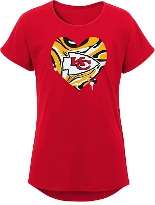 Outerstuff Girls' Kansas City Chiefs Drip Heart Dolman T-shirt