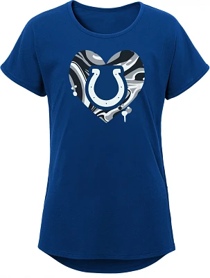 Outerstuff Girls' Indianapolis Colts Drip Heart Dolman T-shirt