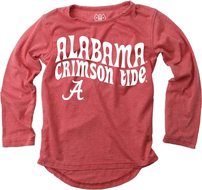 Wes and Willy Girls' University of Alabama Retro Hippy High-Low Burn Out Long Sleeve T-shirt