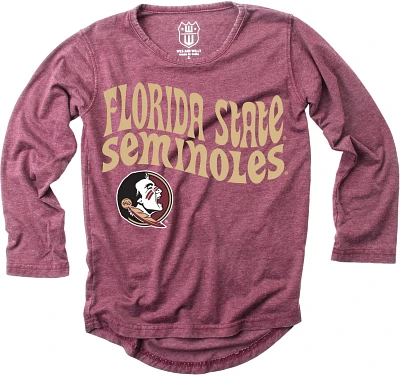 Wes and Willy Girls' Florida State University Retro Hippy High-Low Burn Out Long Sleeve T-shirt