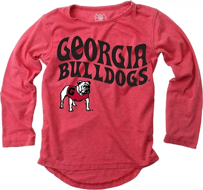 Wes and Willy Girls' University of Georgia Retro Hippy High-Low Burn Out Long Sleeve T-shirt