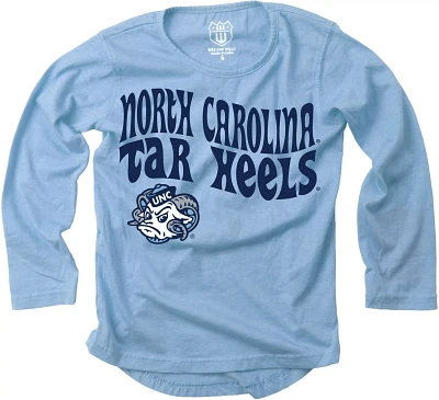Wes and Willy Girls' University of North Carolina Retro Hippy High-Low Burn Out Long Sleeve T-shirt