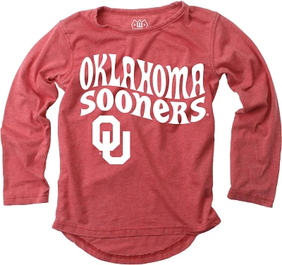 Wes and Willy Girls' University of Oklahoma Retro Hippy High-Low Burn Out Long Sleeve T-shirt