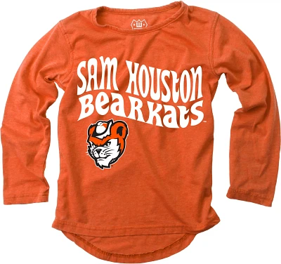 Wes and Willy Girls' Sam Houston State University Retro Hippy High-Low Burn Out Long Sleeve T-shirt