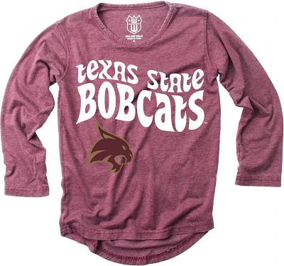 Wes and Willy Girls' Texas State University Retro Hippy High-Low Burn Out Long Sleeve T-shirt