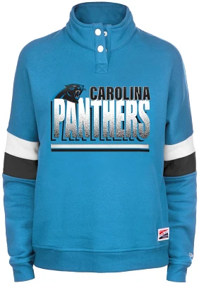 New Era Women's Carolina Panthers Bi-Blend Mock Neck Sweatshirt with Snap Buttons