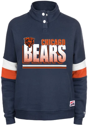 New Era Women's Chicago Bears Bi-Blend Mock Neck Sweatshirt with Snap Buttons