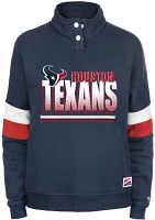 New Era Women's Houston Texans Bi-Blend Mock Neck Sweatshirt with Snap Buttons