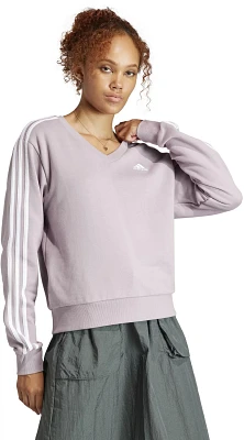 adidas Women's Essentials  3-Stripes V-neck Sweatshirt