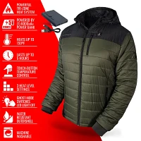 ActionHeat Men's 5V Battery Heated Color Block Hooded Puffer Jacket