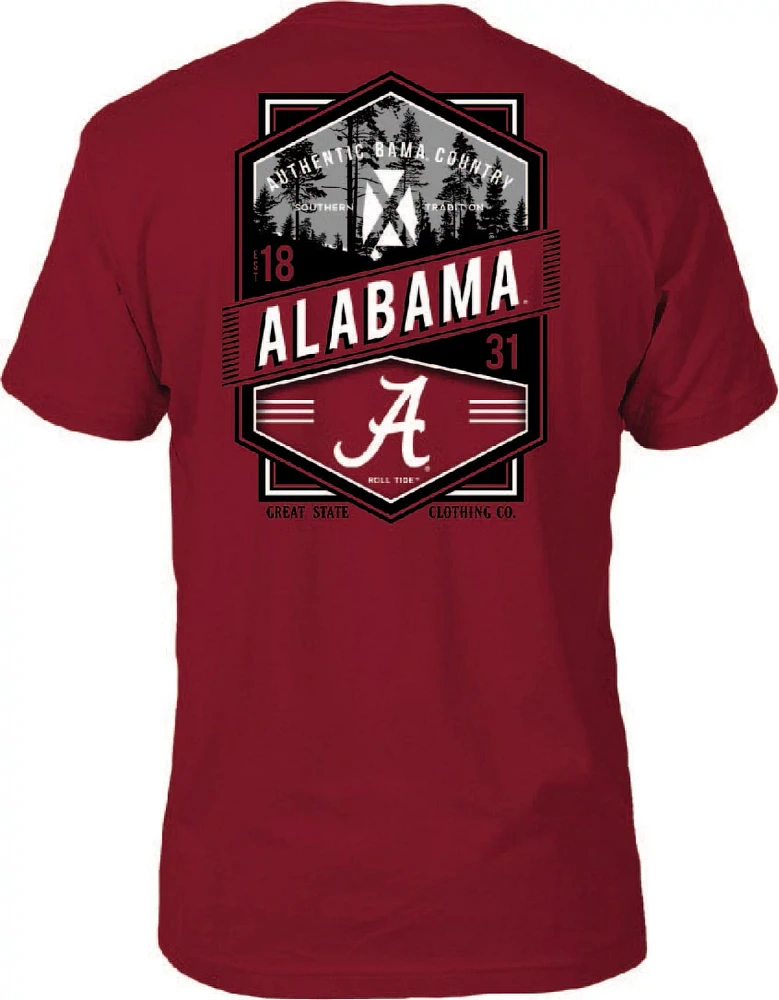 Great State Men's University of Alabama Double Diamond Short Sleeve Shirt