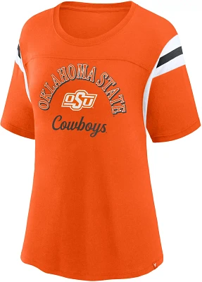 Fanatics Women's Oklahoma State University Fundamentals Striped Tailgate T-shirt