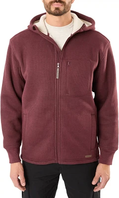 Smith's Workwear Men's Big & Tall Sherpa-Lined Heathered Thermal Hooded Full-Zip Shirt Jacket
