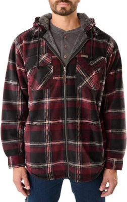 Smith's Workwear Men's Sherpa-Lined Full Zip Hooded Microfleece Shirt Jacket
