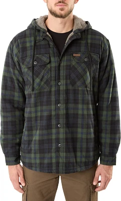 Smith's Workwear Men's Sherpa-Lined Hooded Flannel Shirt Jacket