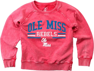 Wes and Willy Boys' University of Mississippi Faded Wash Fleece Crew Sweatshirt