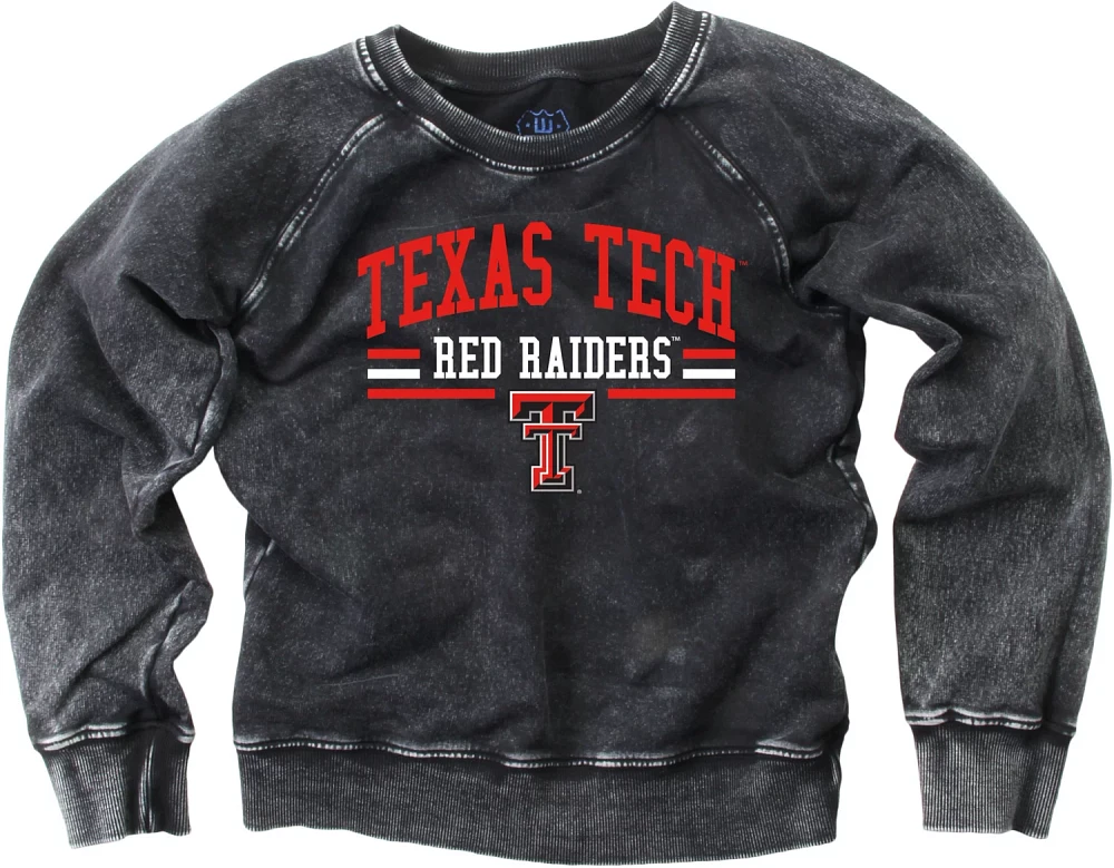 Wes and Willy Boys' Texas Tech University Faded Wash Fleece Long Sleeve Top