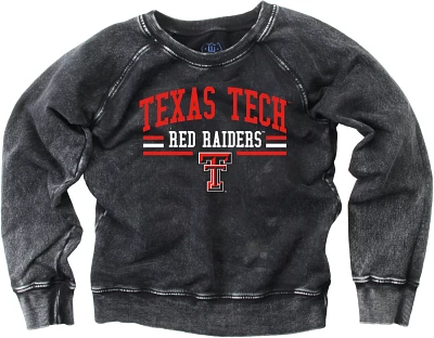 Wes and Willy Boys' Texas Tech University Faded Wash Fleece Long Sleeve Top