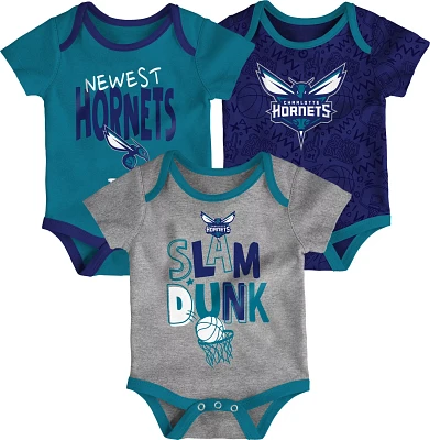 Outerstuff Infants' Charlotte Hornets Slam Dunk Short Sleeve Creeper Set 3-Pack