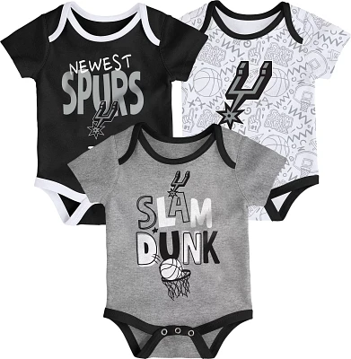 Outerstuff Infants' San Antonio Spurs Slam Dunk Short Sleeve Creeper Set 3-Pack