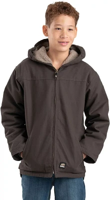 Berne Boys' Sherpa-Lined Softstone Duck Hooded Jacket