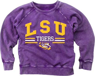 Wes and Willy Boys' Louisiana State University Faded Wash Fleece Long Sleeve Top