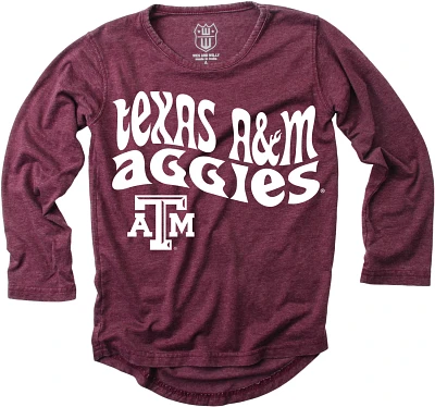 Wes and Willy Girls' Texas A&M University Retro Hippy Hi-Low Burn Out Long Sleeve Shirt