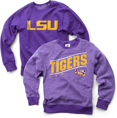 Wes and Willy Boys' Louisiana State University Reversible Fleece Crew Pullover