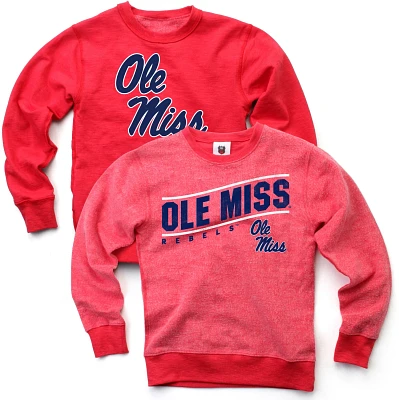 Wes and Willy Boys' University of Mississippi Reversible Fleece Crew Pullover