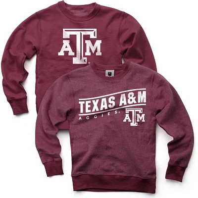 Wes and Willy Boys' Texas A&M University Reversible Fleece Crew Long Sleeve Sweater