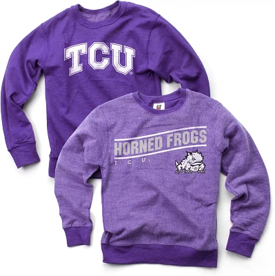 Wes and Willy Boys' Texas Christian University Reversible Fleece Crew Pullover