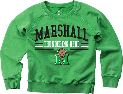 Wes and Willy Boys' Marshall University Faded Wash Fleece Long Sleeve Top