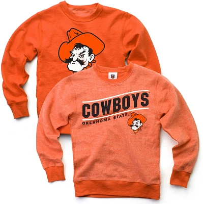 Wes and Willy Boys' Oklahoma State University Reversible Fleece Crew Pullover