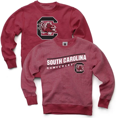 Wes and Willy Boys' University of South Carolina Reversible Fleece Crew Long Sleeve Sweater