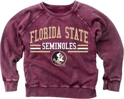 Wes and Willy Boys' Florida State University Faded Wash Fleece Crew Sweatshirt
