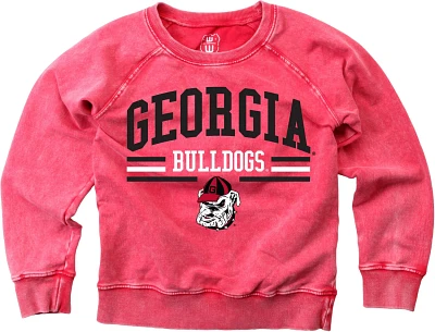 Wes and Willy Boys' University of Georgia Faded Wash Fleece Long Sleeve Top