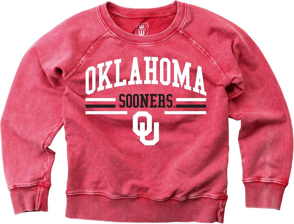 Wes and Willy Boys' University of Oklahoma Faded Wash Fleece Long Sleeve Top
