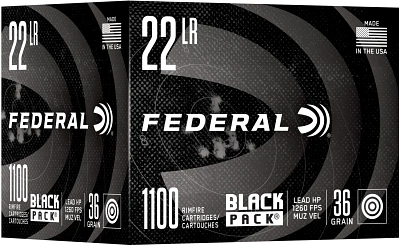 Federal Black Pack 22LR 1100 Round Hollow Point Rimfire Ammunition                                                              