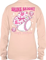 Simply Southern Girls' Shine Bright Softball Long Sleeve T-shirt