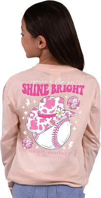Simply Southern Girls' Shine Bright Softball Long Sleeve T-shirt