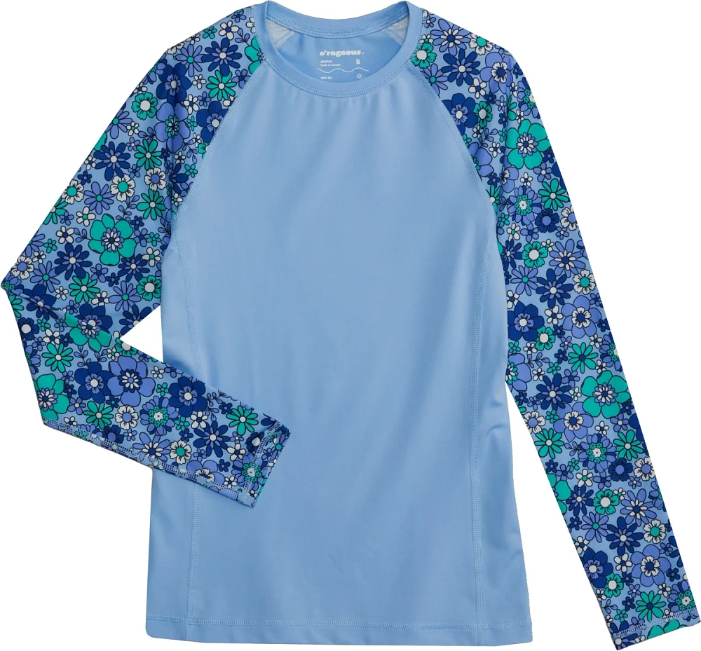 O'rageous Juniors' Disty Floral Long Sleeve Rash Guard