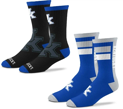 For Bare Feet University of Kentucky Double Duo Crew Socks 2 Pack                                                               