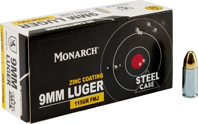 Monarch 9mm Luger FMJ 115 GR Steel Case                                                                                         